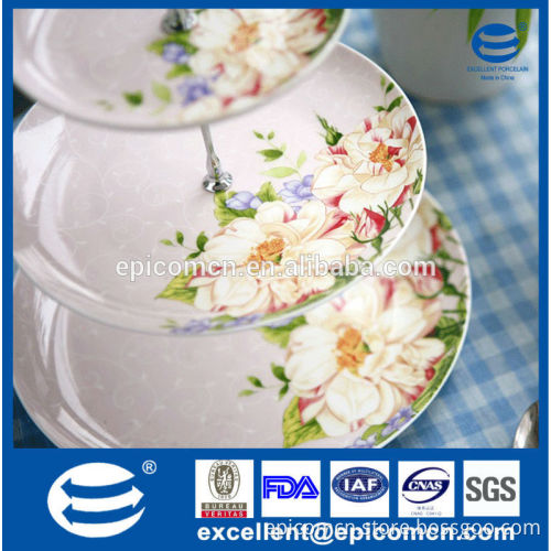 household ceramic round 3 tiers porcelain cake stand with floral design